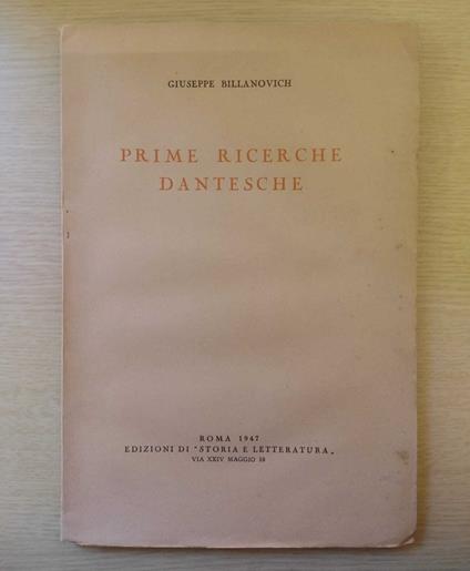 Prime ricerche dantesche - Giuseppe Billanovich - copertina