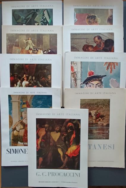 Lotto di 9 volumi della collana IMMAGINI DI ARTE ITALIANA: Fontanesi, G. C. Procaccini, Simone Martini, G. M. Crespi, Pietro Longhi, M. Sironi, F. De Pisis, Paolo Veronese, Signorini - Marziano Bernardi - copertina