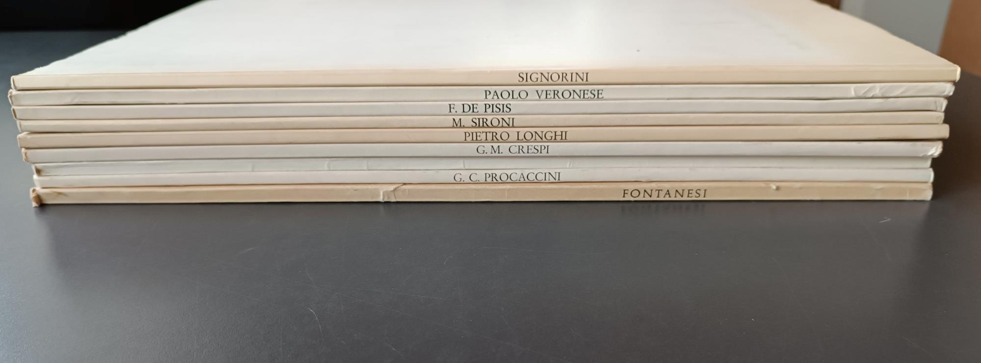 Lotto di 9 volumi della collana IMMAGINI DI ARTE ITALIANA: Fontanesi, G. C. Procaccini, Simone Martini, G. M. Crespi, Pietro Longhi, M. Sironi, F. De Pisis, Paolo Veronese, Signorini