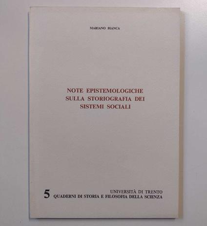 Note epistemologiche sulla storiografia dei sistemi sociali - copertina