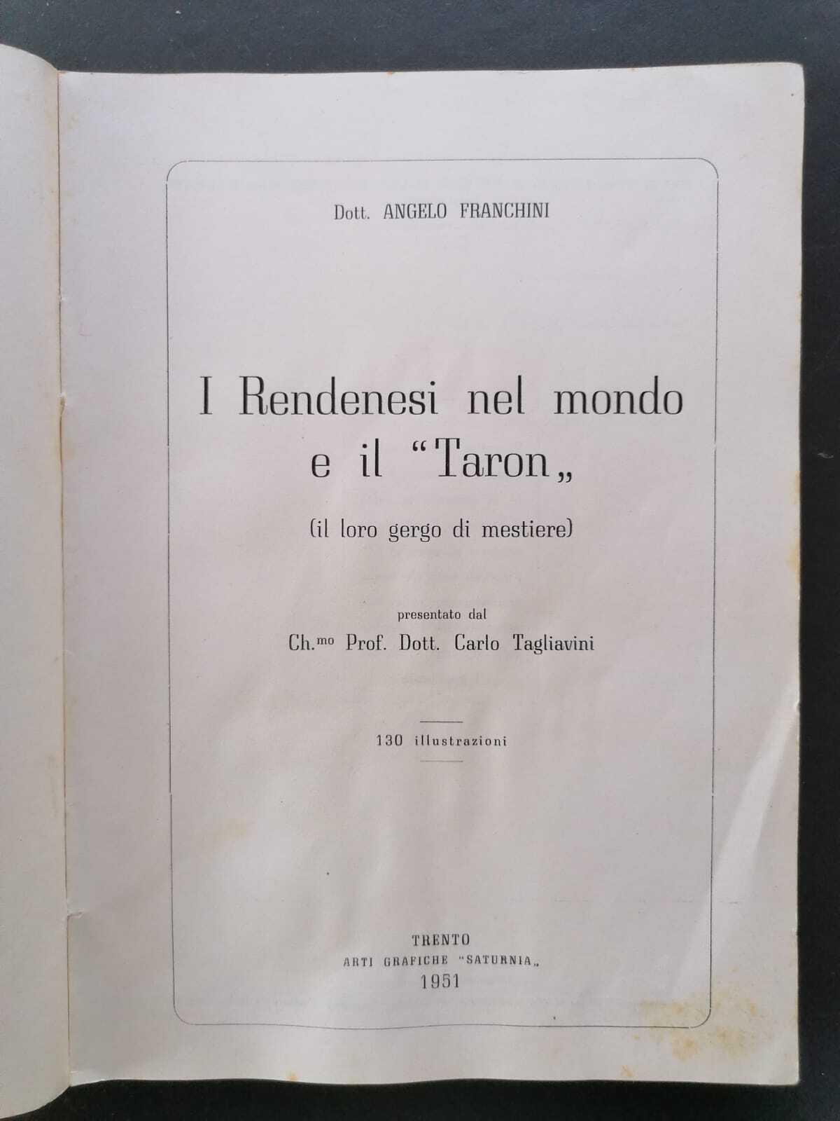 I rendenesi nel mondo e il 'Taron': (il loro gergo di mestiere)