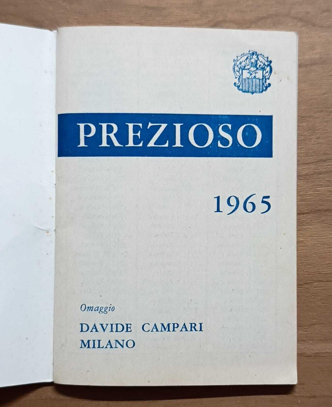 Agenda-calendarietto da barbiere Prezioso 1965 Omaggio Davide Campari Milano