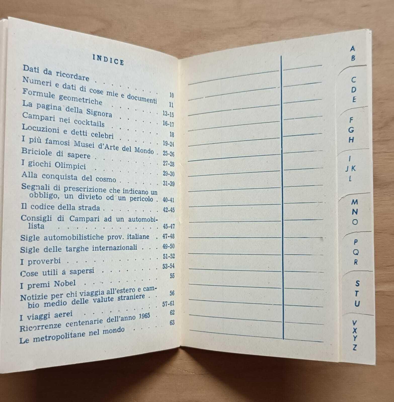 Agenda-calendarietto da barbiere Prezioso 1965 Omaggio Davide Campari Milano