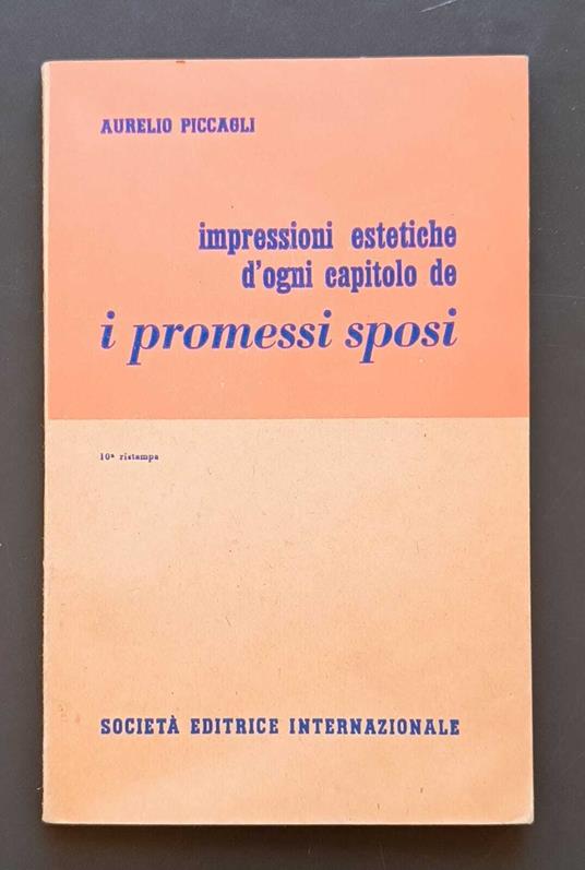 Impressioni estetiche d'ogni capitolo de I promessi sposi - copertina