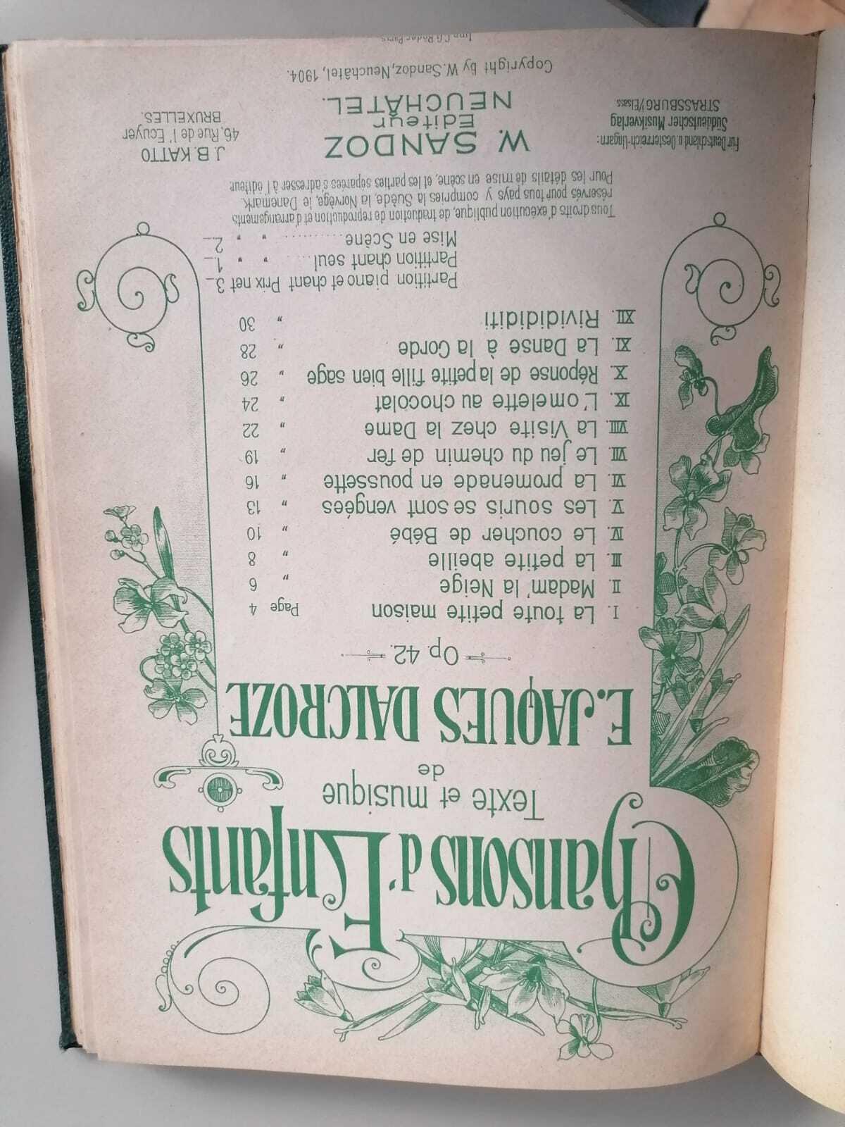 Antologia musicale in lingua francese 1904-1905 (anthologie de l'enseignement de la musique 1904–1905)