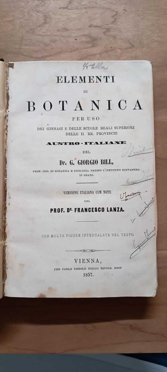 Elementi di botanica per uso dei ginnasi e delle scuole reali superiori delle II. RR. provincie austro-italiane - copertina
