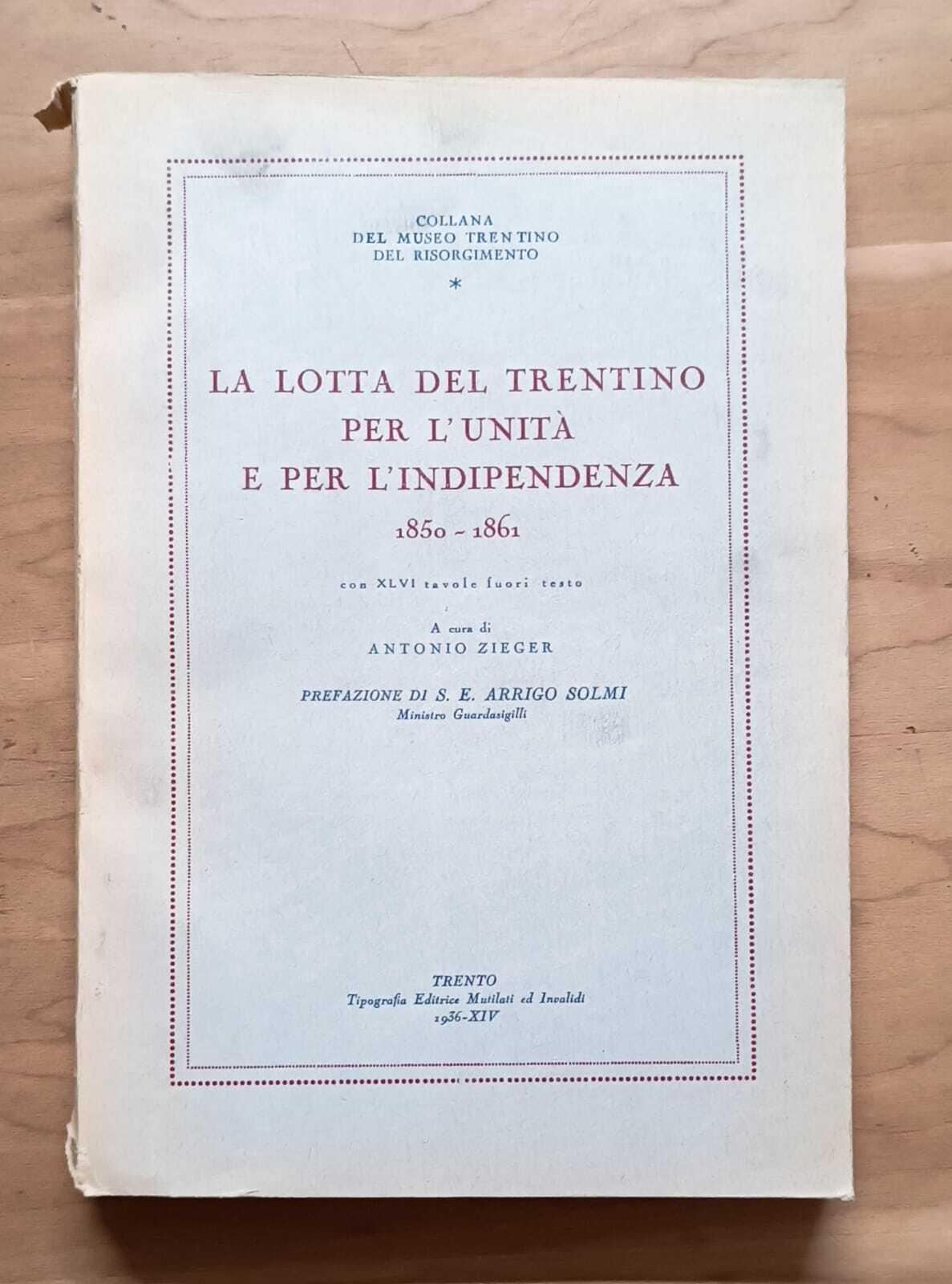 La lotta del Trentino per l'unità e per l'indipendenza, 1850-1861