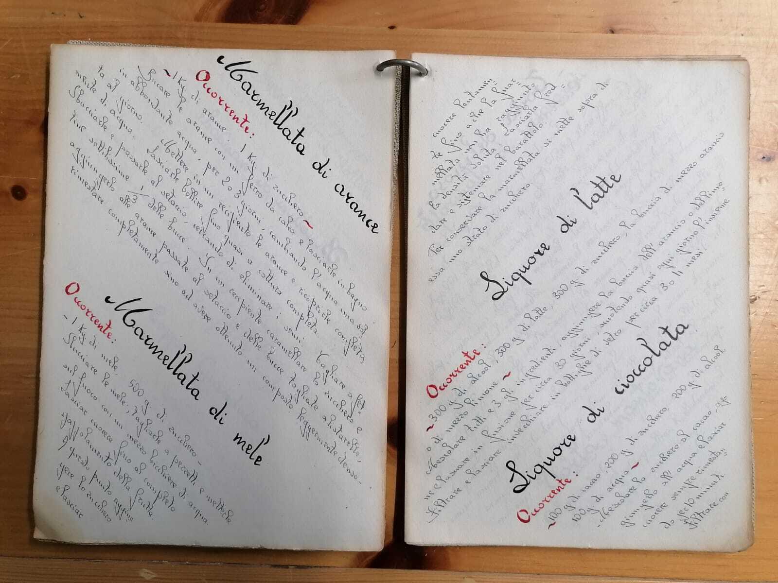 Ricettario manoscritto di ricette italiane