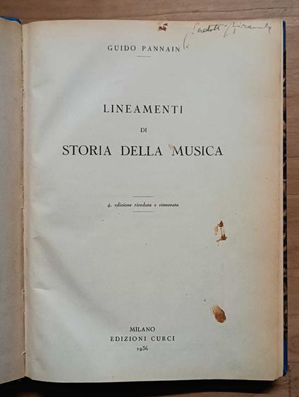 Lineamenti di storia della musica - Guido Pannain - copertina