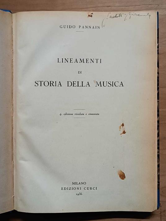 Lineamenti di storia della musica - Guido Pannain - copertina