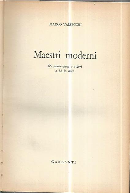 Maestri moderni Marco Valsecchi 1956 - Marco Valsecchi - copertina