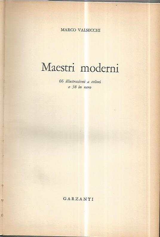 Maestri moderni Marco Valsecchi 1956 - Marco Valsecchi - copertina