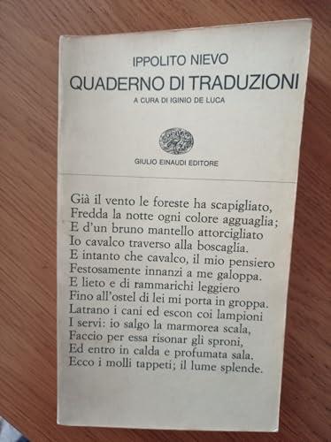 Quaderno di traduzioni - Ippolito Nievo - copertina