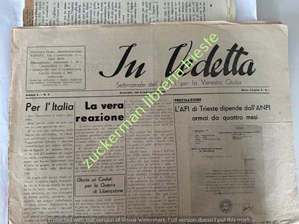quotidiano IN VEDETTA api trieste febbraio 1946 partigiani - copertina