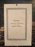 Lettera dell'Abbate Odoardo Talamonti al Sig. canonico Manlio Filiugi