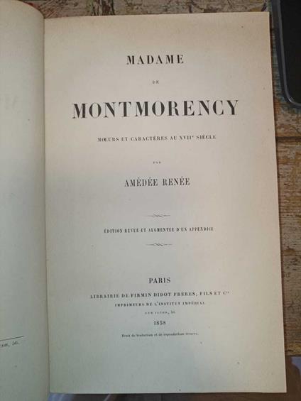 Madame de Montmorency moeurs et caractères au XVII siècle - copertina
