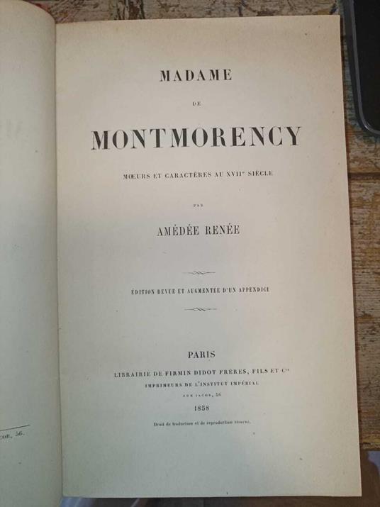 Madame de Montmorency moeurs et caractères au XVII siècle - copertina
