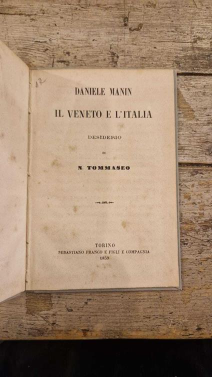Daniele Manin il Veneto e l'Italia - Niccolò Tommaseo - copertina