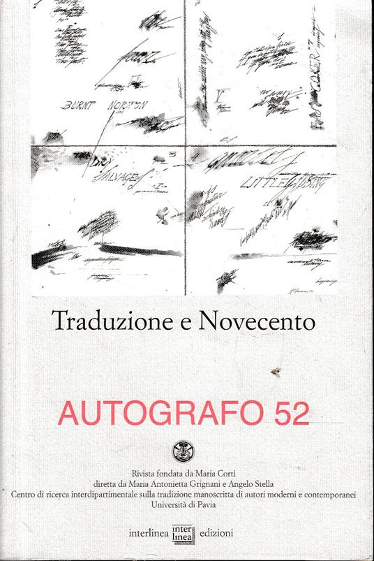 Traduzione e Novecento - Autografo 52 - copertina