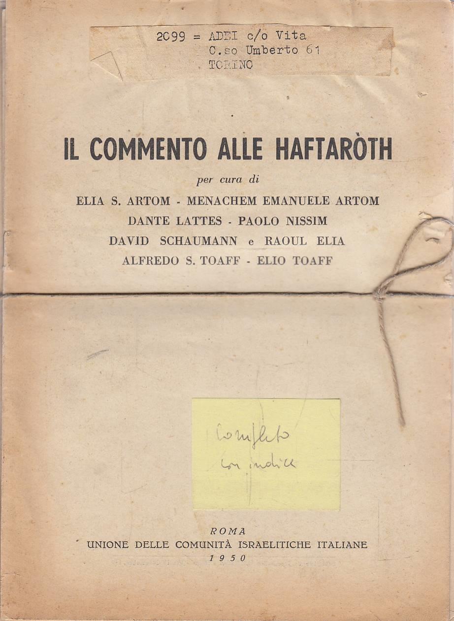Il Commento alle Haftaròth