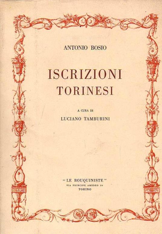Iscrizioni torinesi - Antonio Bosio - copertina