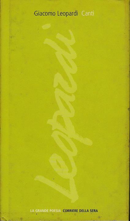 Canti - Giacomo Leopardi - Giacomo Leopardi - copertina