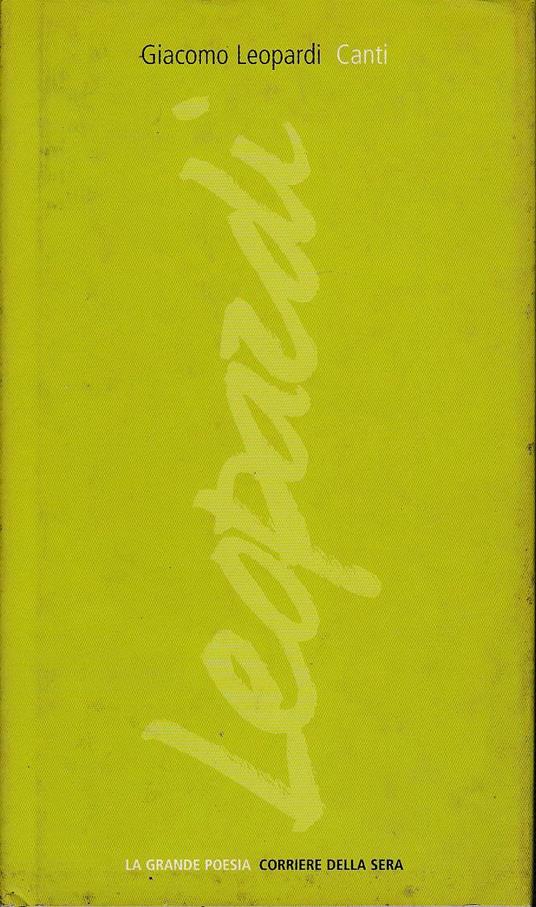 Canti - Giacomo Leopardi - Giacomo Leopardi - copertina