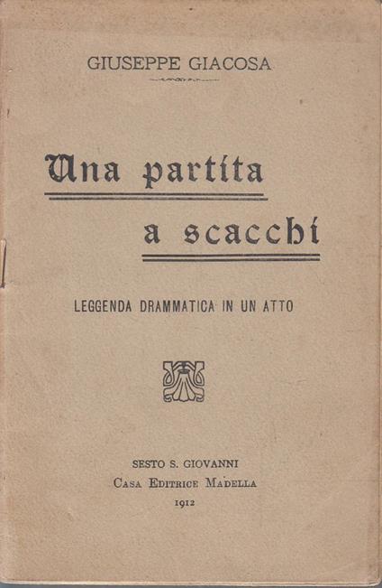 Una partita a scacchi - Giuseppe Giacosa - copertina