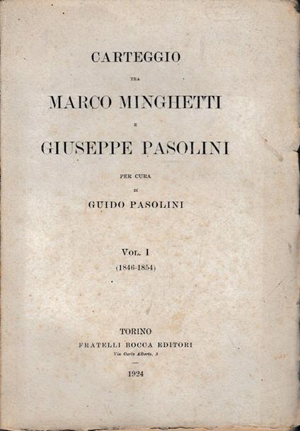 Carteggio tra Marco Minghetti e Giuseppe Pasolini - copertina