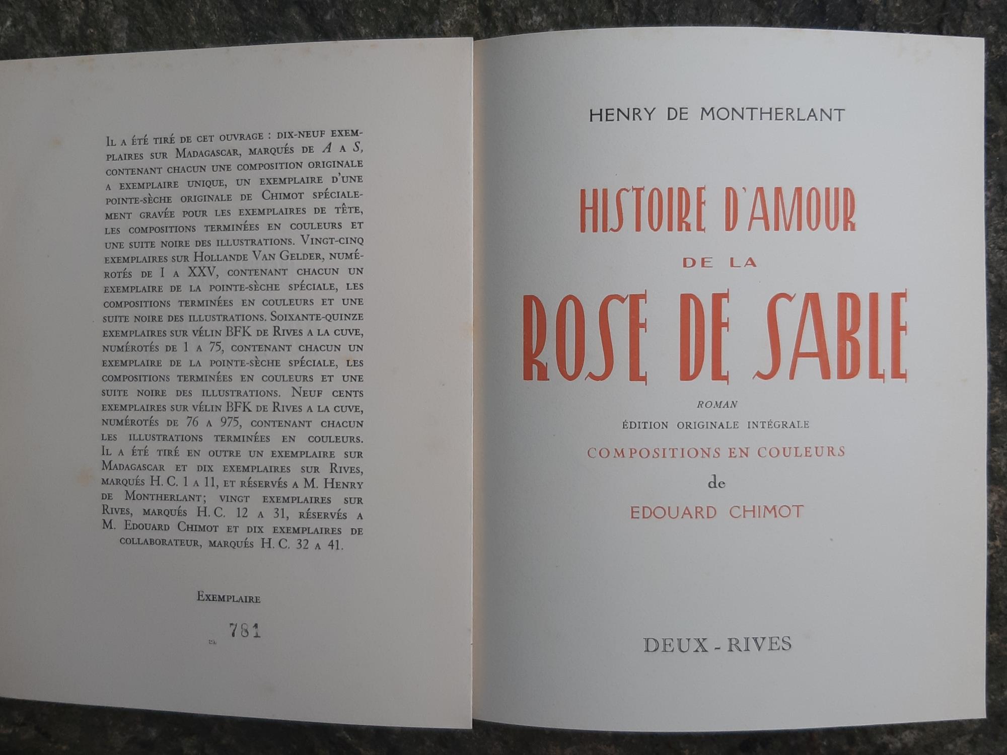 Histoire d'amour de la Rose de Sable. Roman. Compositions en couleurs de Edouard Chimot