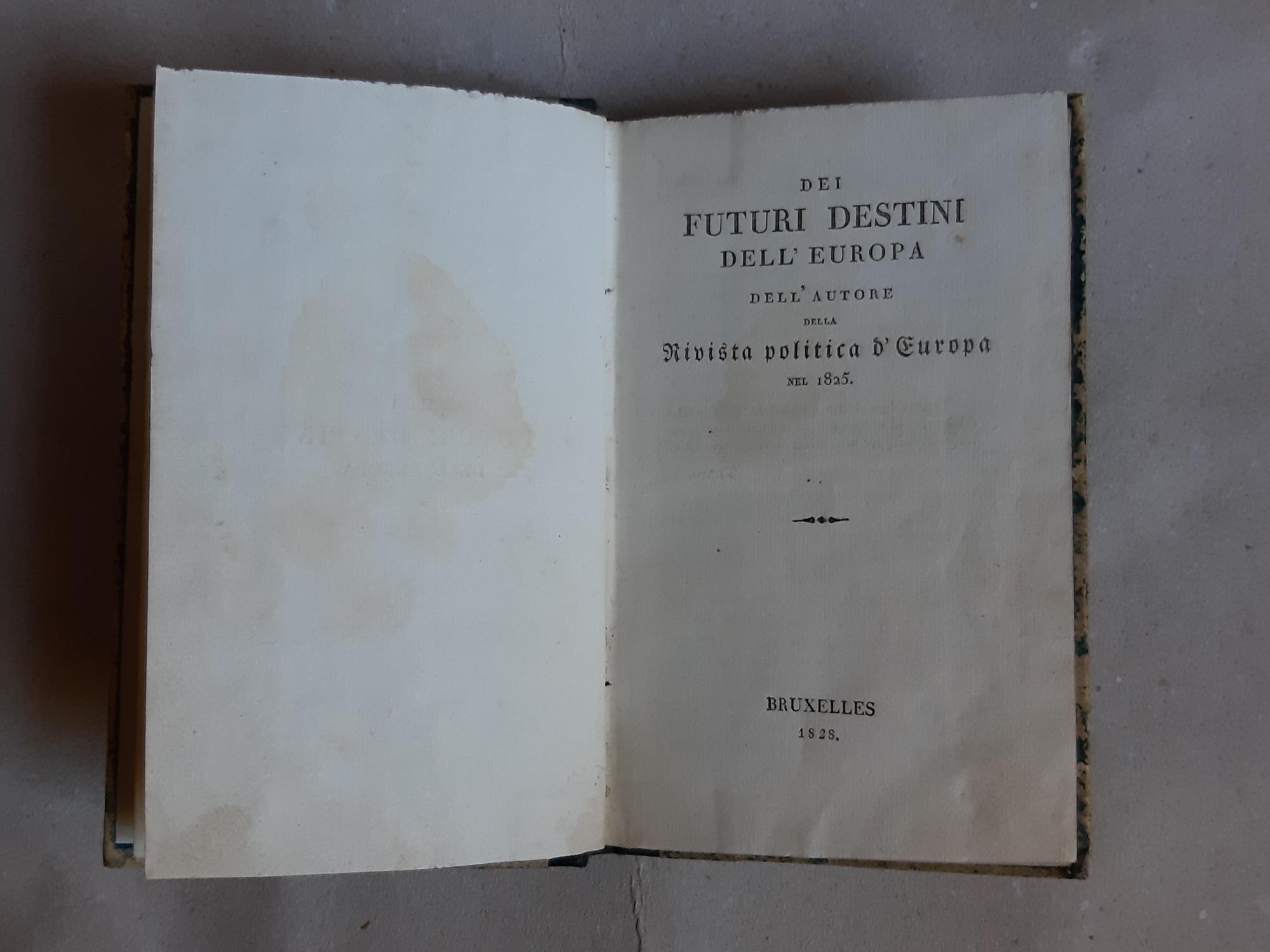 Dei futuri destini dell'Europa. Dell'Autore della Rivista politica d'Europa nel 1825