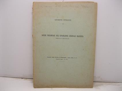 Notizie preliminari sull'esplorazione regionale magnetica della Sicilia. Estratto dalla Rivista L'Universo - Anno XIII, n.8 (Agosto 1932-A. X) - Giuseppe Petrucci - copertina