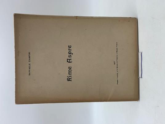 Rime aspre - Raffaele Ciampini - copertina