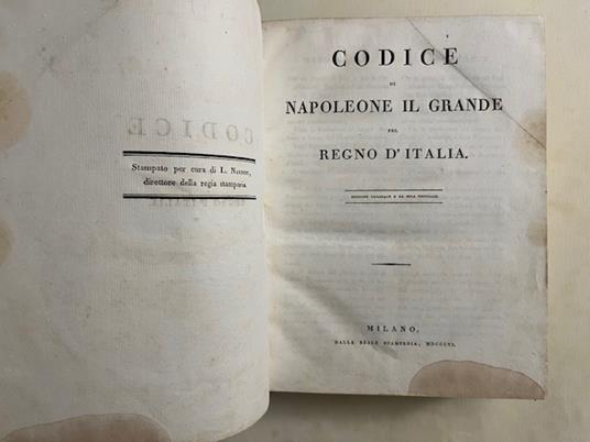 Codice di Napoleone il Grande pel Regno d'Italia. Edizione originale e la sola ufficiale - copertina