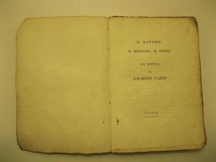 Il mattino, il meriggio, il vespro e la notte di Giuseppe Parini - Giuseppe Parini - copertina