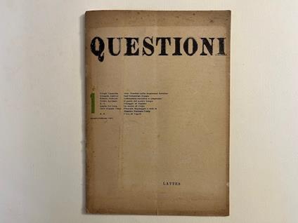 Questioni. Bimestrale di cultura, 1, gennaio-febbraio 1955 - copertina