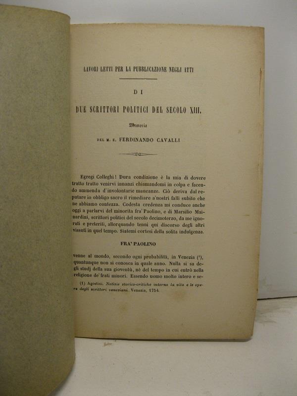 Di due scrittori politici del secolo XIII