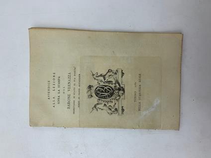 Appendice alla lezione sopra la stampa del Barone Vernazza - Giuseppe Vernazza - copertina