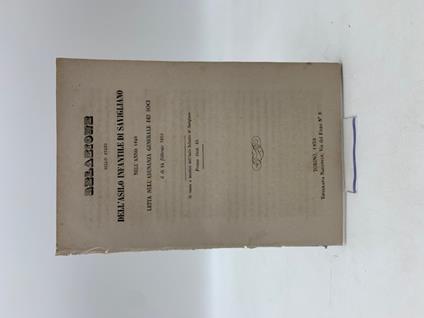 Relazione sullo stato dell'asilo infantile di Savigliano nell'anno 1849 - Vittorio Cordero Di Montezemolo - copertina