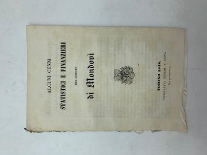 Alcuni cenni statistici e finanzieri del Comune di Mondovi' - copertina