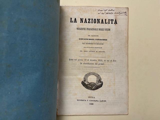 La nazionalita'. Orazione inaugurale degli studi