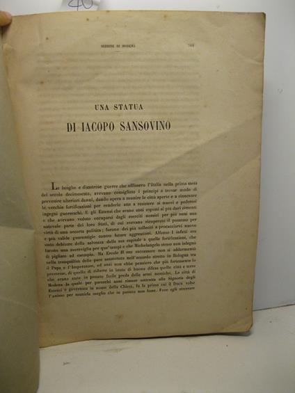 Una statua di Iacopo Sansovino - Giuseppe Campori - copertina