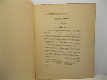 Graeco-arabica par M. Jean Maspero. Extrait du Bulletin de l'Institut Francais d'Archeologie Orientale, t. XII - copertina