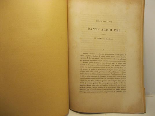Della politica di Dante Alighieri. Discorso - Terenzio Mamiani - copertina