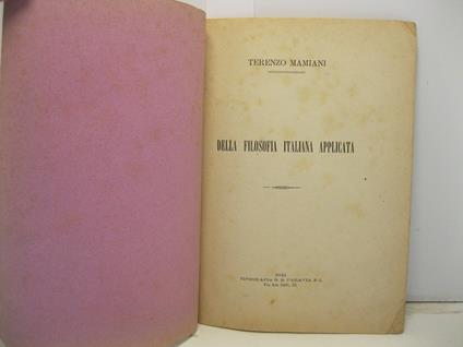 Della filosofia italiana applicata - Terenzio Mamiani - copertina