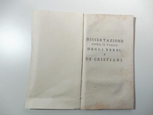 Dissertazione sopra il Pallio degli Ebrei e de' Cristiani - copertina