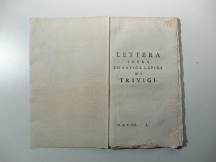 Lettera sopra un'antica lapida di Trevigi - copertina
