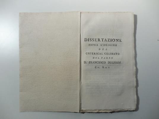 Dissertazione sopra l'origine del chierical celibato - copertina