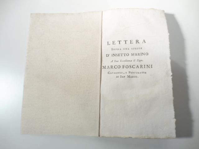 Lettera sopra una spezie d'insetto marino. A Sua eccellenza il Sign. Marco Foscarini cavaliere e procuratore di San Marco