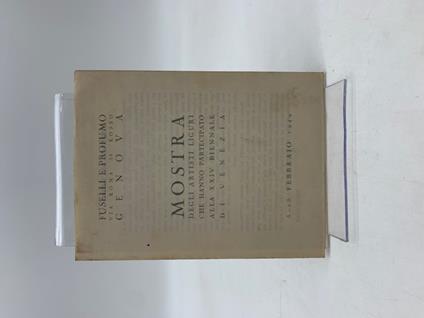 Mostra degli artisti liguri che hanno partecipato alla XXIV Biennale di Venezia. Fuselli e Profumo, Genova (pieghevole) - Emilio Zanzi - copertina